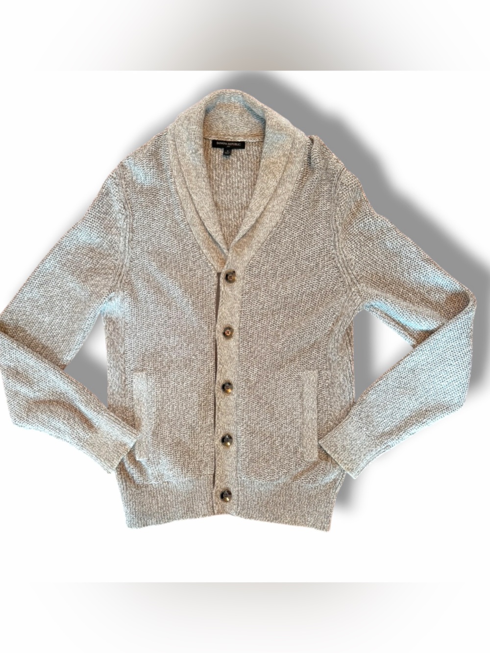 Banana Republic Shawl Collar Button Cardigan Heather Gray Cabincore Size Small